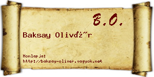 Baksay Olivér névjegykártya