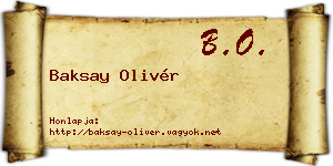 Baksay Olivér névjegykártya